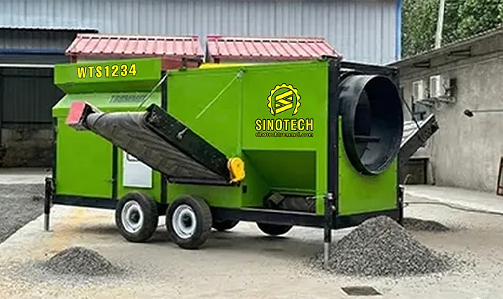 Sitio de trabajo de la criba trommel para compost WTS1234 en Estados Unidos